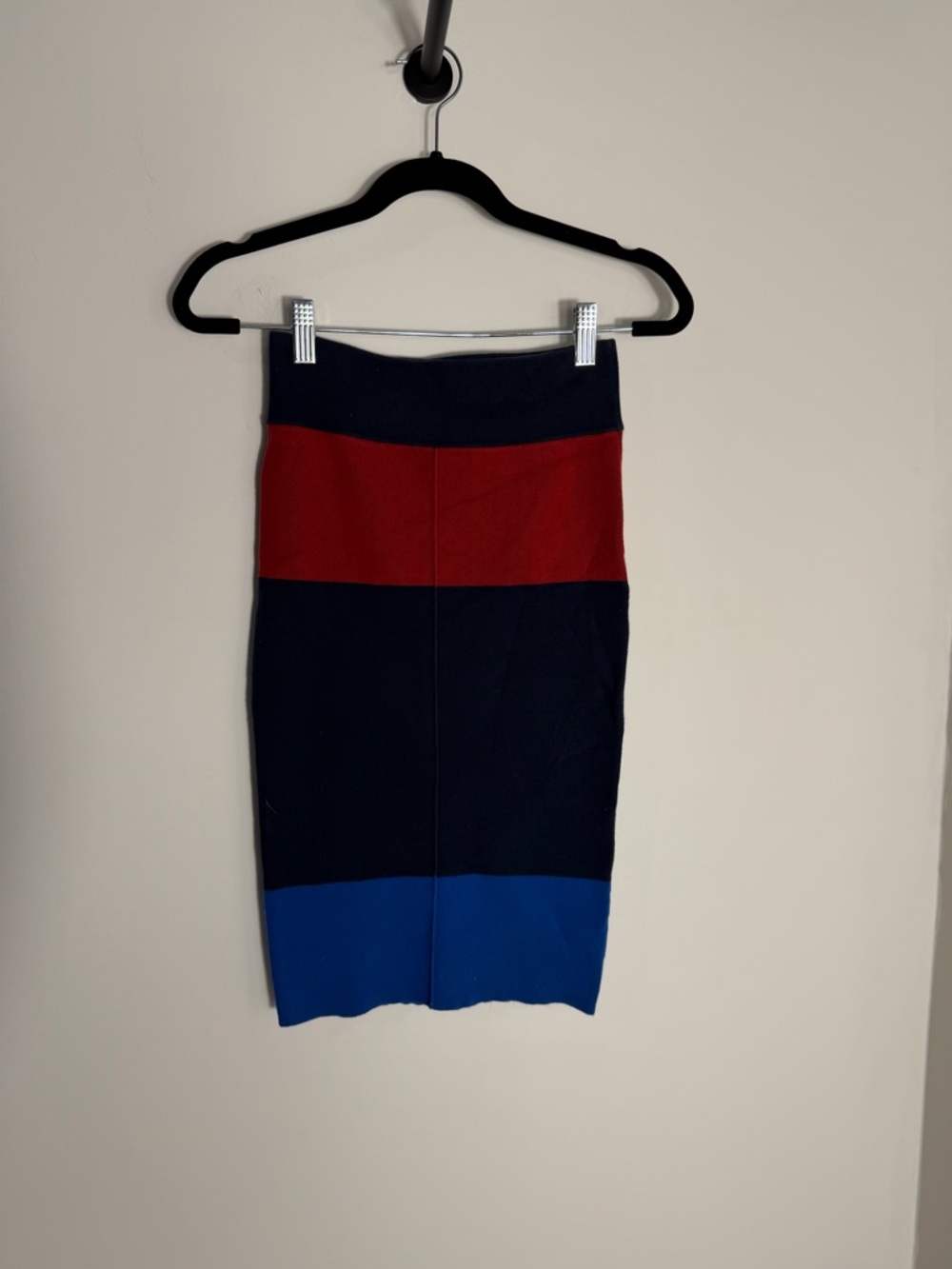 Juicy Couture Colorblock Knit Pencil Skirt - Navy, Red & Blue